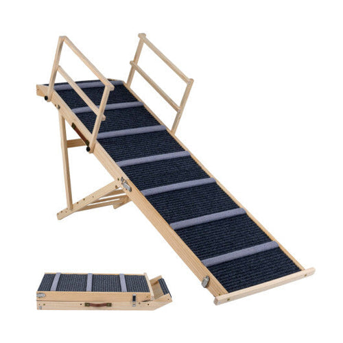 6-level Height Adjustable Foldable Dog Ramp for High Bed Couch-Dark Gray