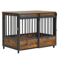 Furniture Style Dog Crate with 2 Doors and Safety Latch and Dog Mat-Rustic Brown