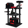 Gothic Cat Tree 49 Inch Tall Cat Tower 6-Tier Cat Activity Center with Coffin Bed-Black - Color: Black