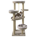 51"Carpeted Cat Tree with Comfy Plush Perches for Indoor Cats-Beige