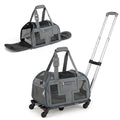Rolling Pet Carrier with Wheels & Telescopic Handle and Mesh Windows for Pets-Blue