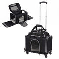 Foldable Pet Carrier with Wheels Airline Approved Rolling Cat and Dog Carrier-Black