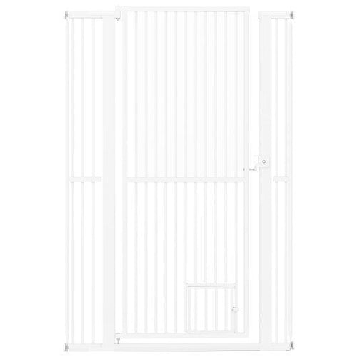 59" Extra Tall Pet Gate Heavy-Duty Metal Cat Gate with Wide Opening-White