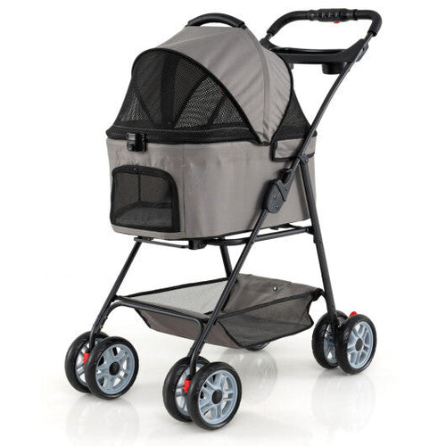 3 in 1 Pet Stroller with Removable Carrier up to 33 lbs-Gray