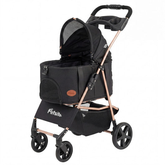 3-in-1 Pet Stroller for Small Medium Dogs Foldable with Detachable Carrier-Gray