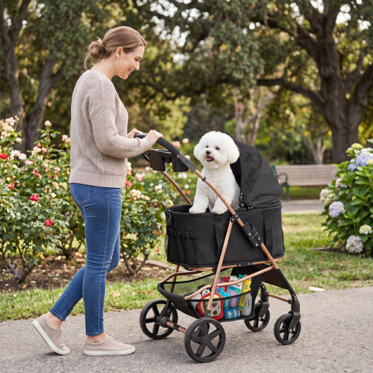 3-in-1 Pet Stroller for Small Medium Dogs Foldable with Detachable Carrier-Gray