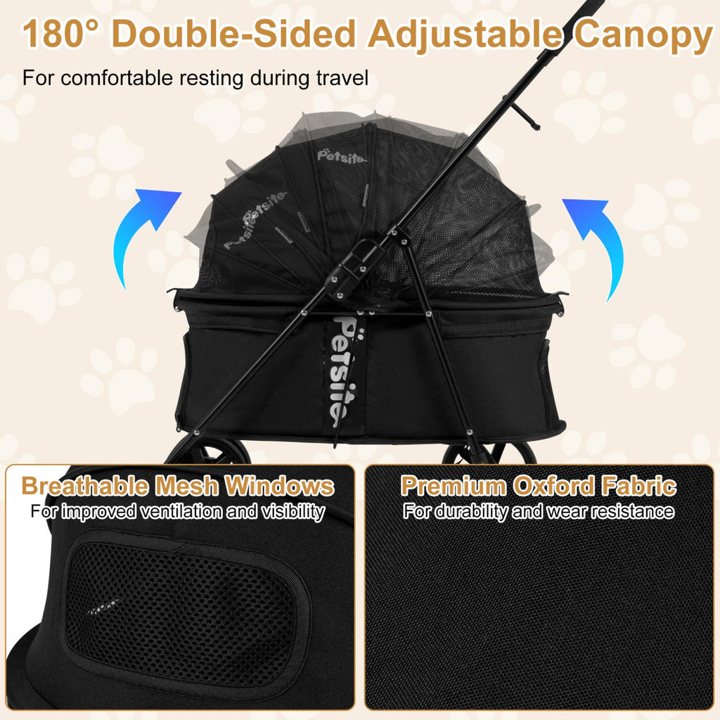 Foldable Pet Stroller for Small to Medium Dogs with Brake
