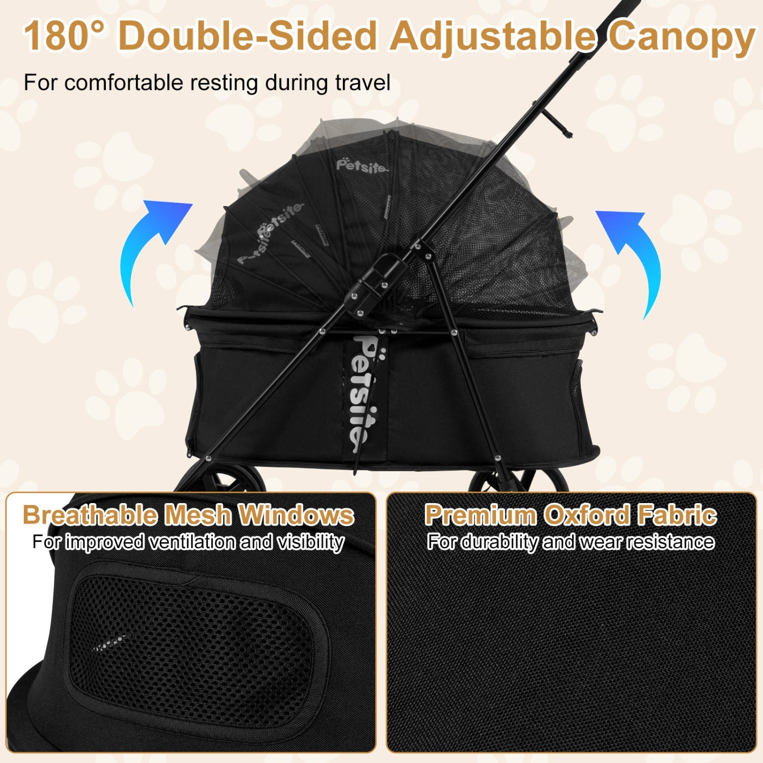 Foldable Pet Stroller for Small to Medium Dogs with Brake