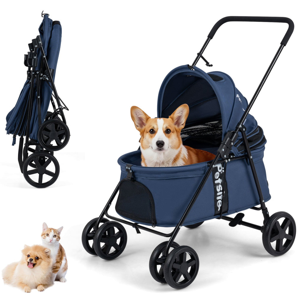 Foldable Pet Stroller for Small to Medium Dogs with Brake