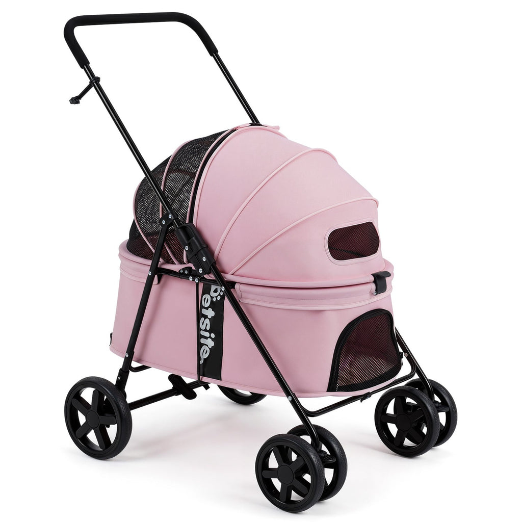 Foldable Pet Stroller for Small to Medium Dogs with Brake