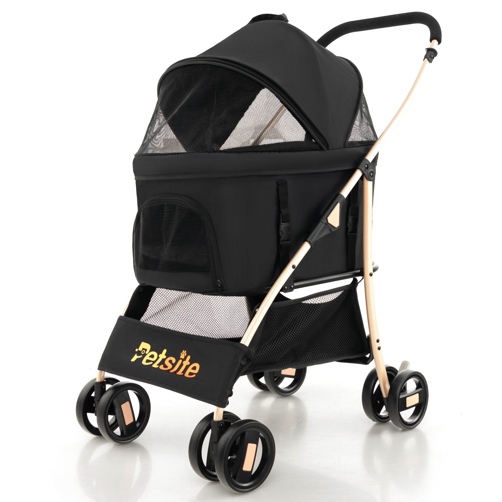 3-In-1 Pet Stroller with Removable Car Seat Carrier-Black Default Title