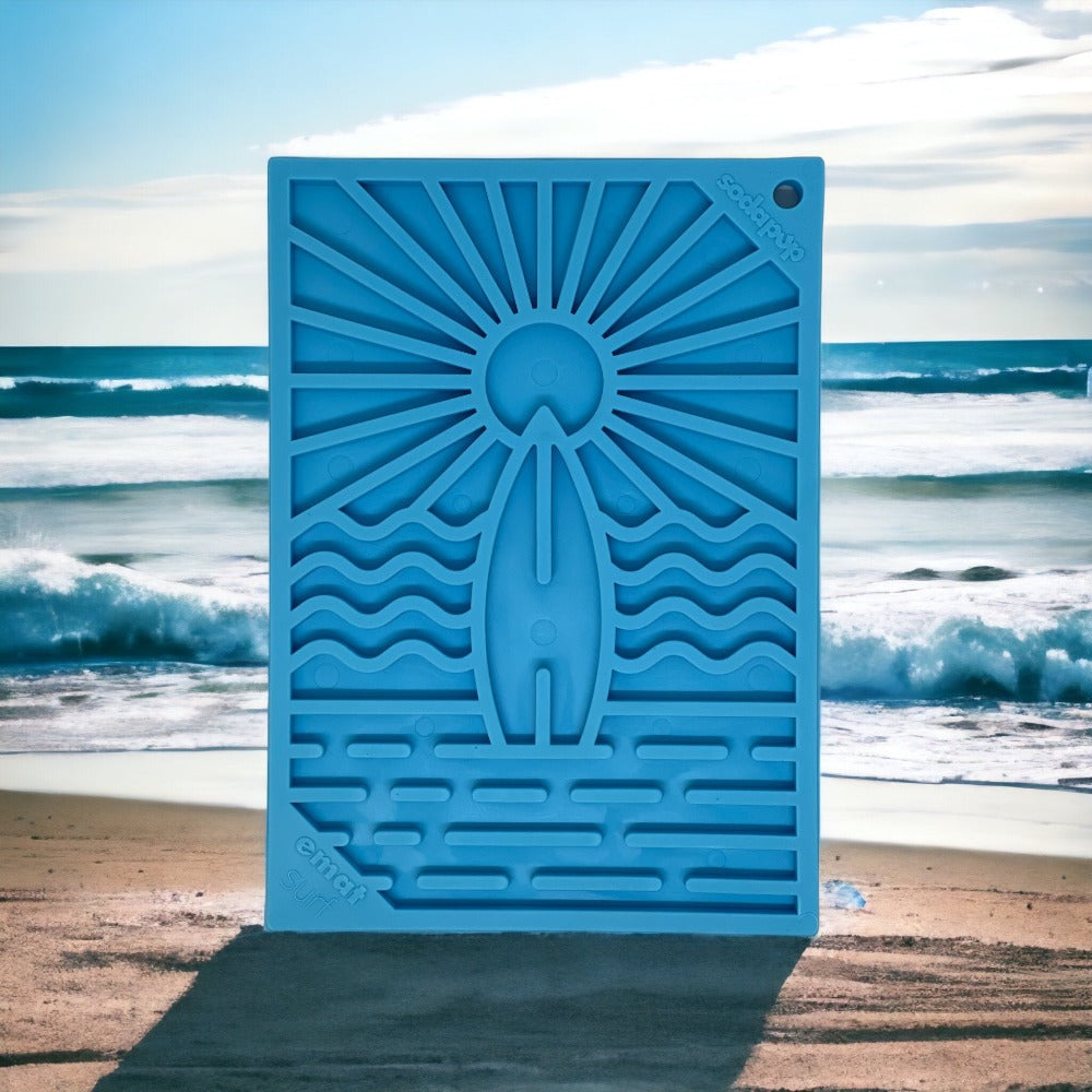 Surf's Up eMat - Small Lickmat for Dogs and Cats | Beach-Themed Design | SodaPup