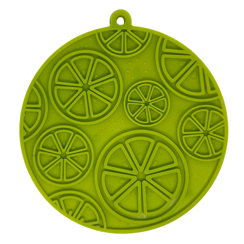 Citrus Design eMat - Enrichment Lick Mat For Dogs and Cats - with Suction Cups | USA Made Lime Green Citrus emat