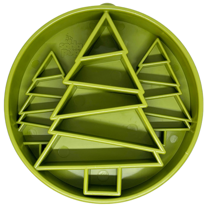 Pine Tree Christmas eBowl Deep Slow Feeder Dog Bowl for Enrichment | USA Made Trees ebowl - Green