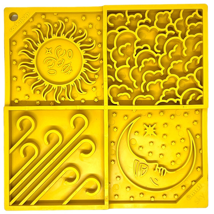 Sky eMat - Enrichment Lick Mat for Dogs and Cats | Celestial Design | SodaPup Yellow Sky emat