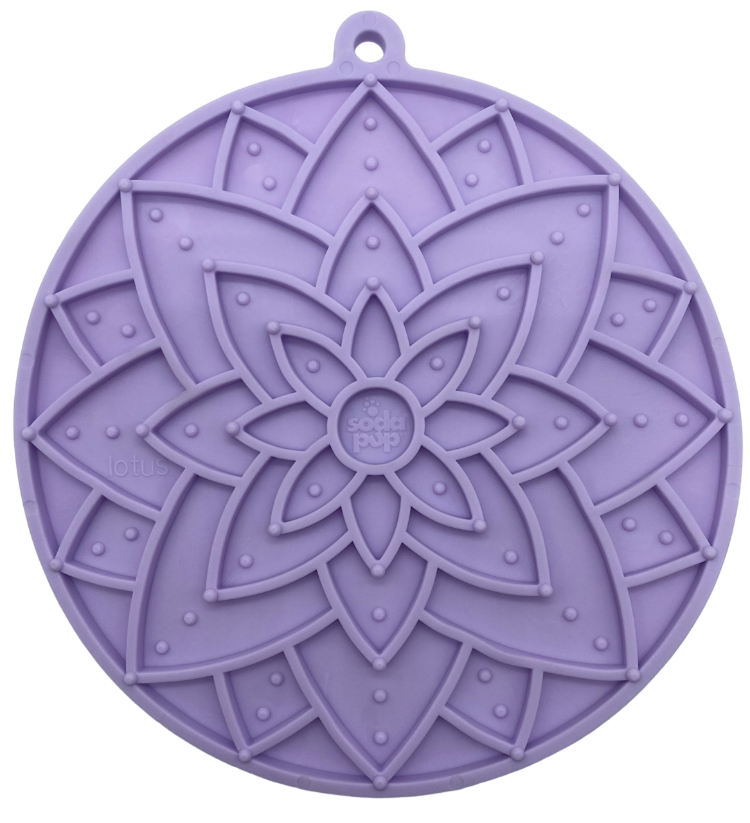 Lotus Design emat - Enrichment Lick Mat For Dogs and Cats - With Suction Cups | USA Made Pastel Purple Lotus emat