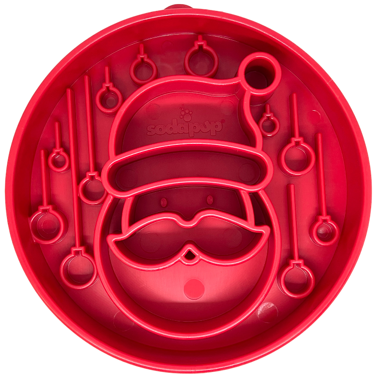Santa Christmas eBowl Deep Slow Feeder Dog Bowl for Enrichment | USA Made Santa eBowl - red