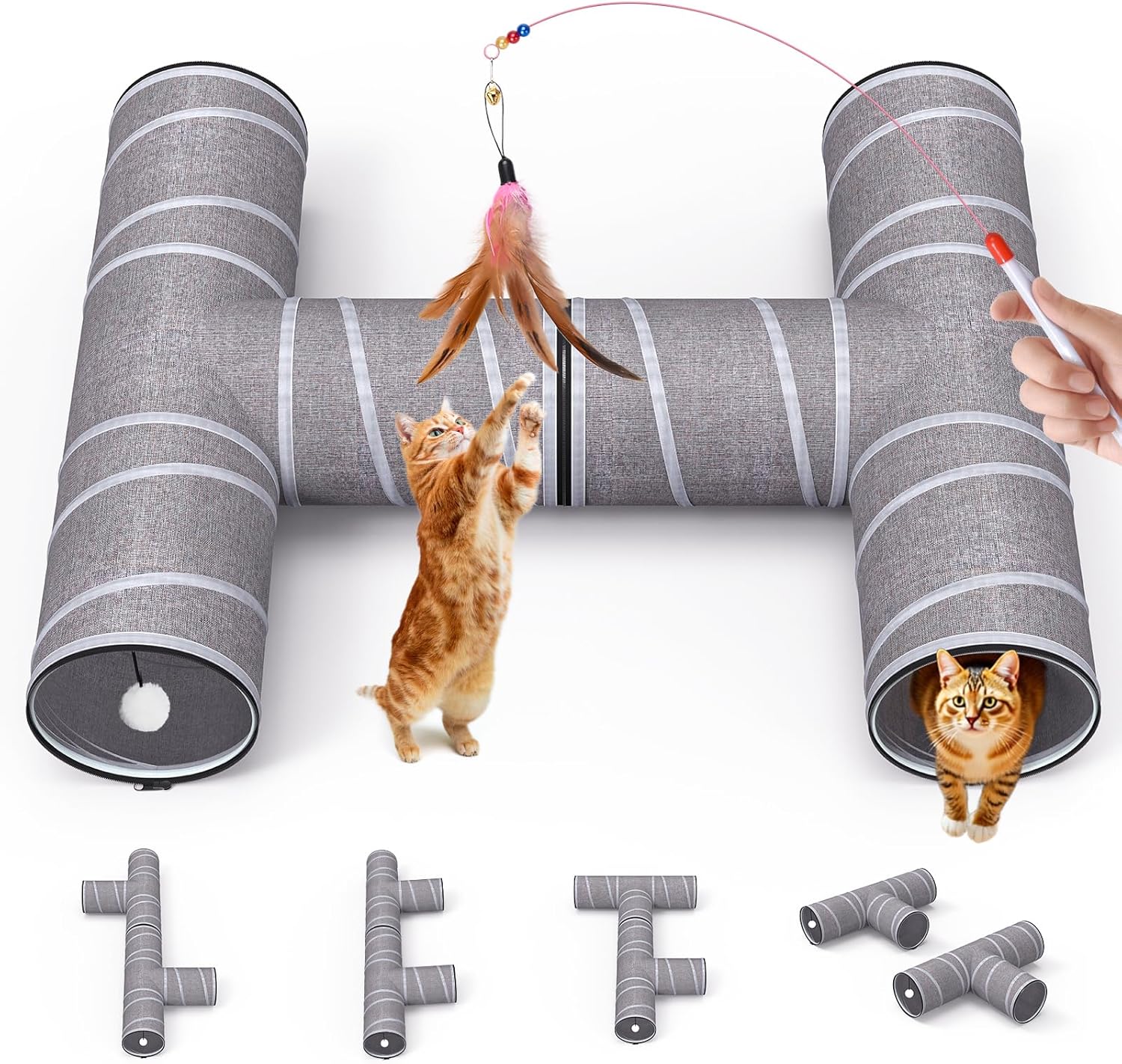 Portable Pet Playpen with Tunnel Foldable 3-in-1 Indoor Outdoor Small Pet & Cats Cat Tunnel