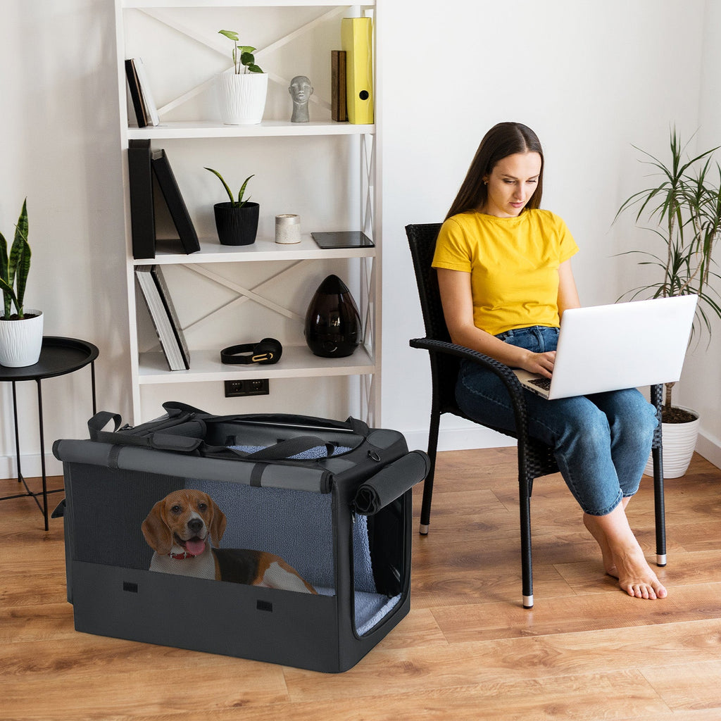 Portable Foldable Pet Carrying Bag with 2 Openings and Comfy Cushion-M