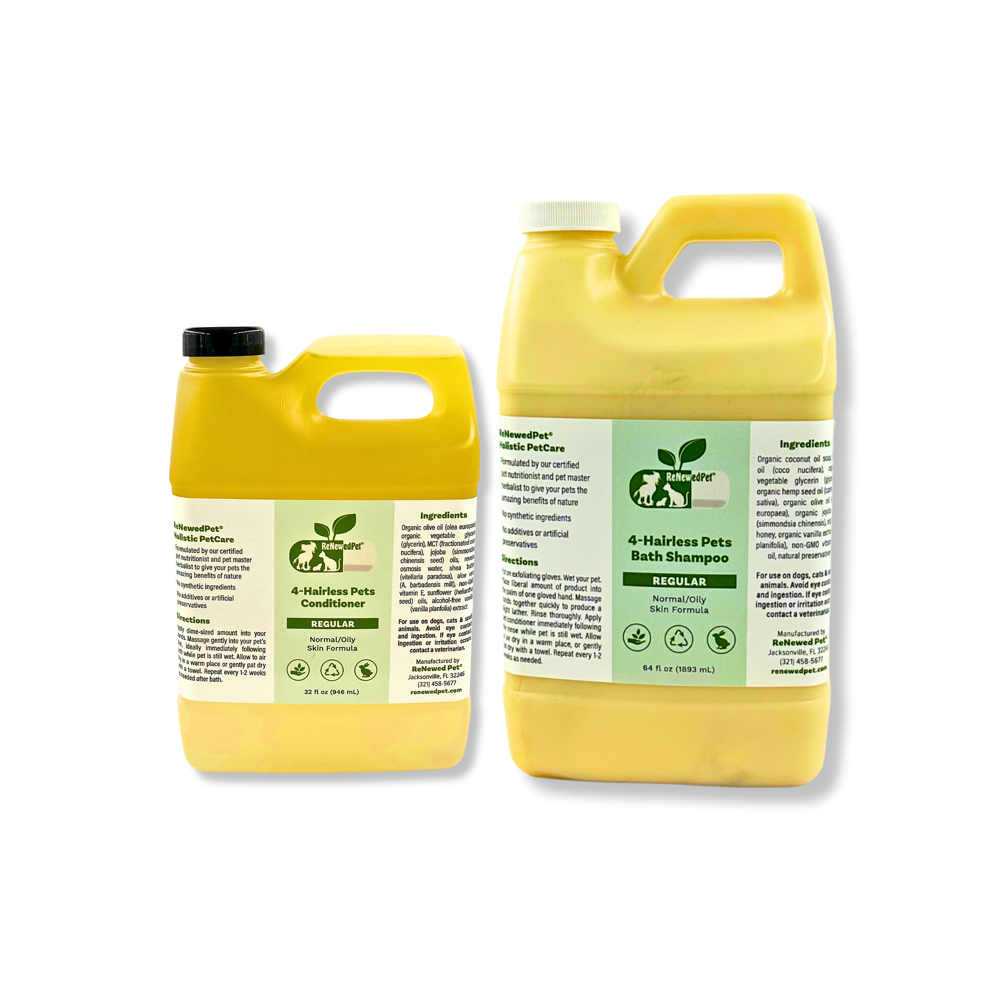 4-HAIRLESS PETS PETS REGULAR SHAMPOO & CONDITIONER ECONOMY SIZE ($2.55 oz.)