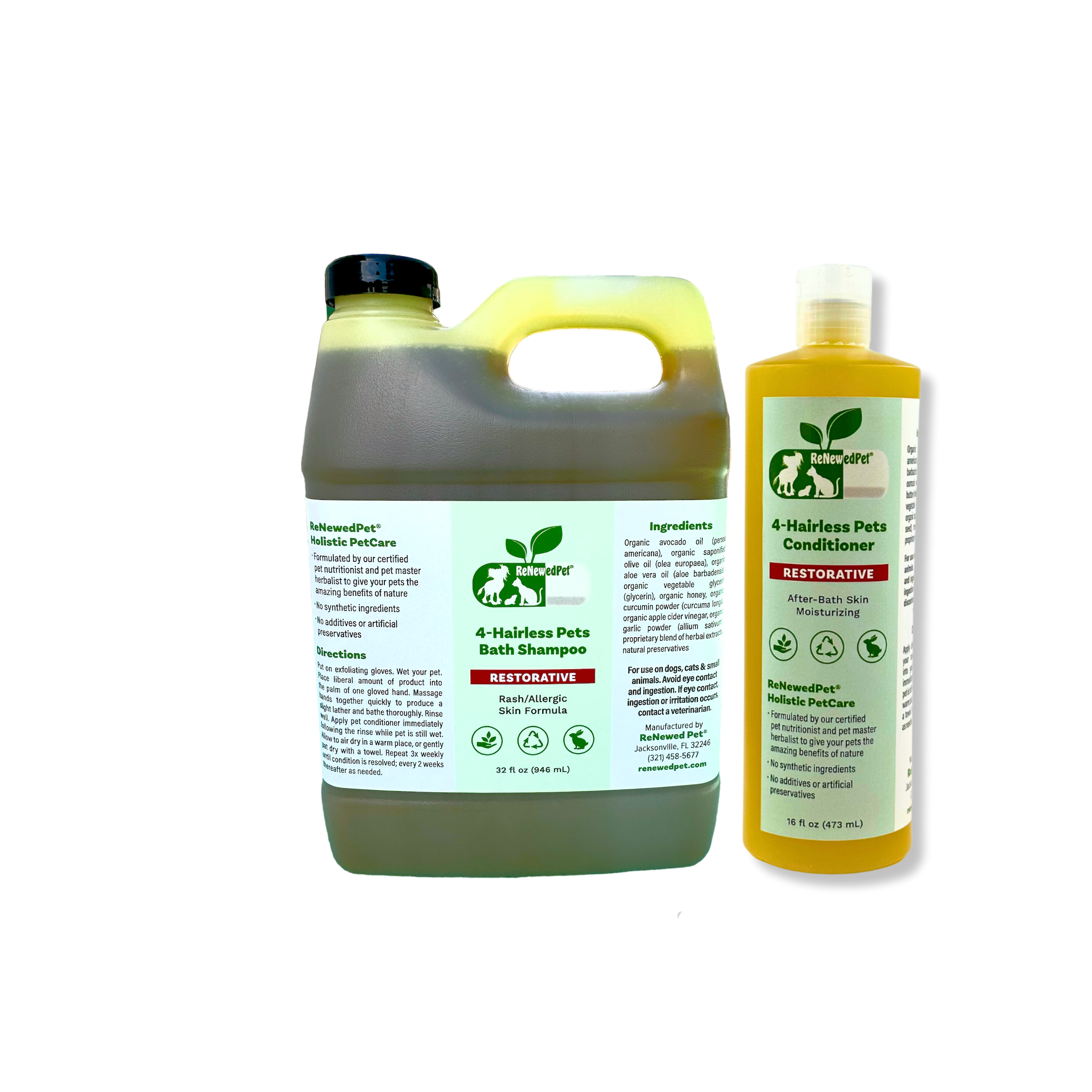 4-HAIRLESS PETS RESTORATIVE SHAMPOO & CONDITIONER EXTRA LARGE ($3.87 oz.)