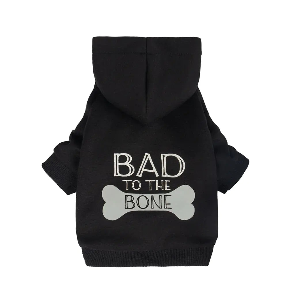 Fitwarm Bad to The Bone Dog Hoodie Dog Clothes for Small Dogs Girl Boy Dog Sweatshirt with Hood Funny Dog Clothes Pet Cat Outfit Black XXL Grey XX-Large