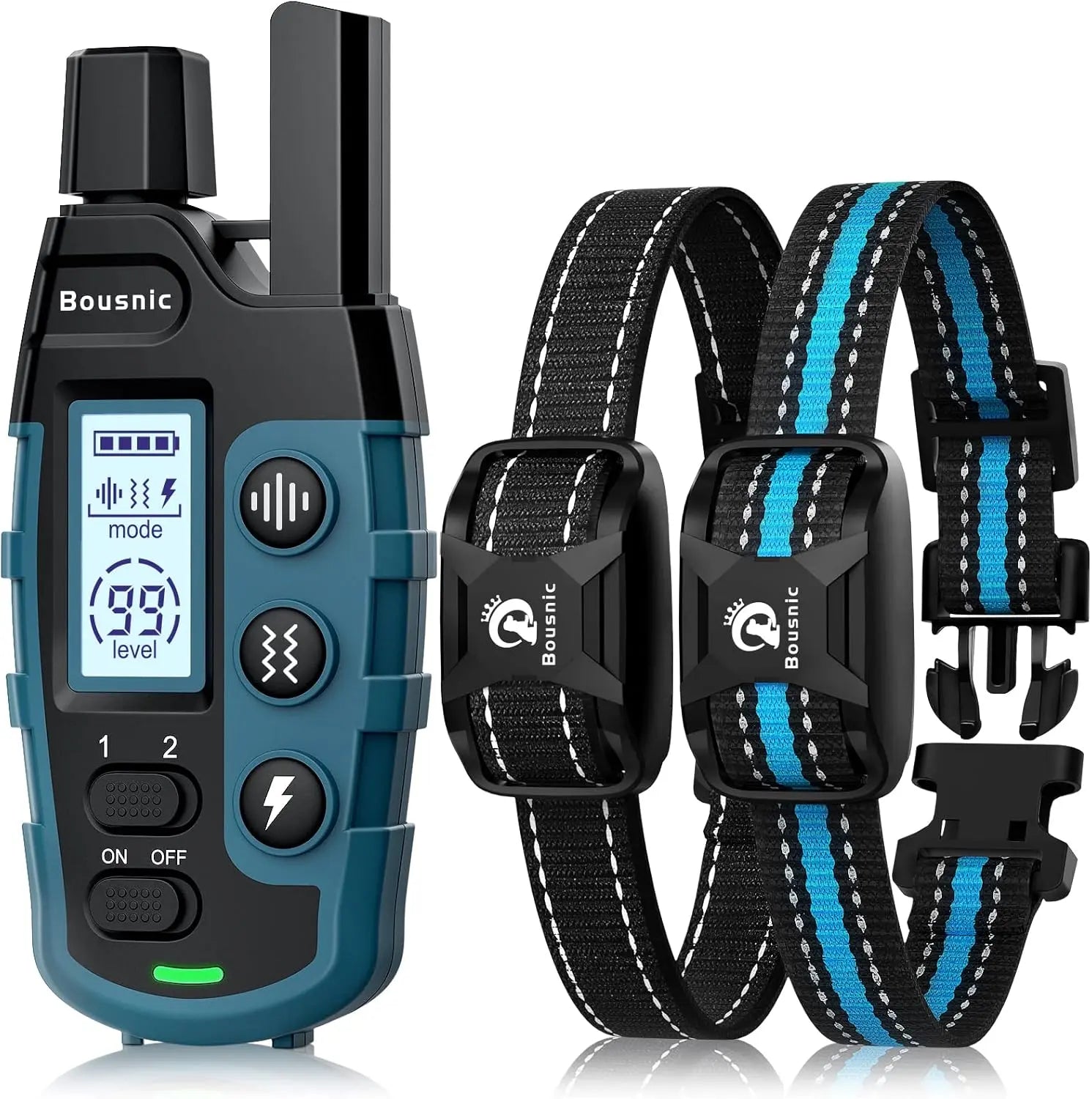 Remote Dog Training Collar for 2 Dogs – 3300FT, IP67 Waterproof, Rechargeable Blue