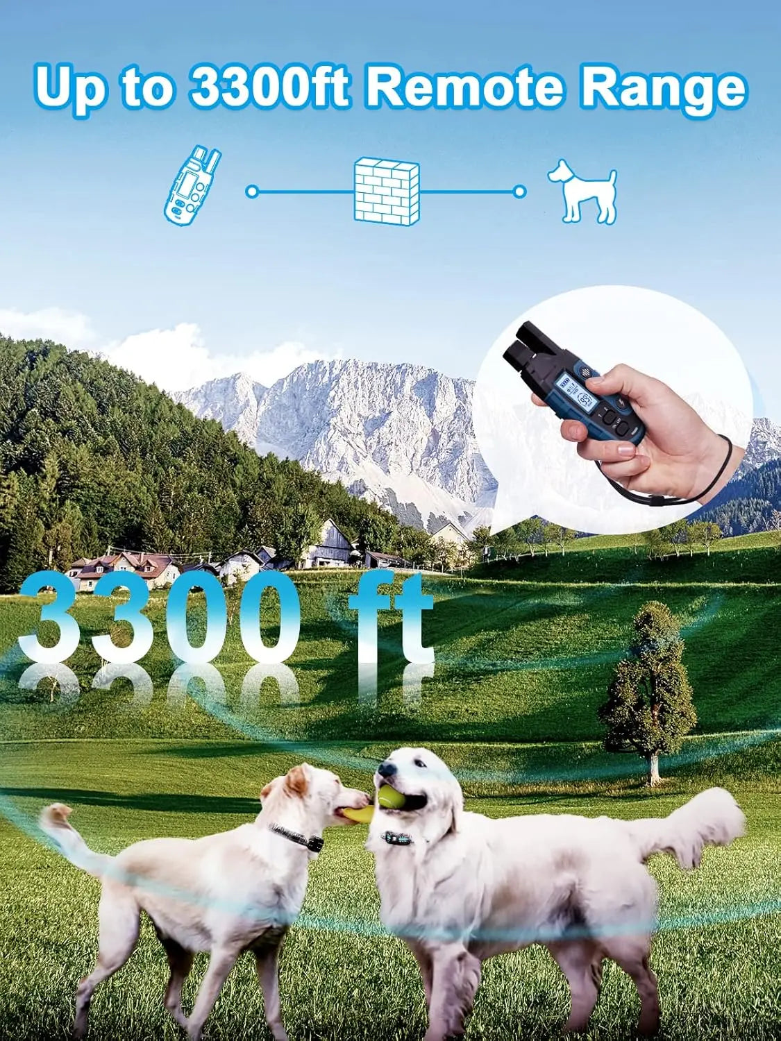 Remote Dog Training Collar for 2 Dogs – 3300FT, IP67 Waterproof, Rechargeable