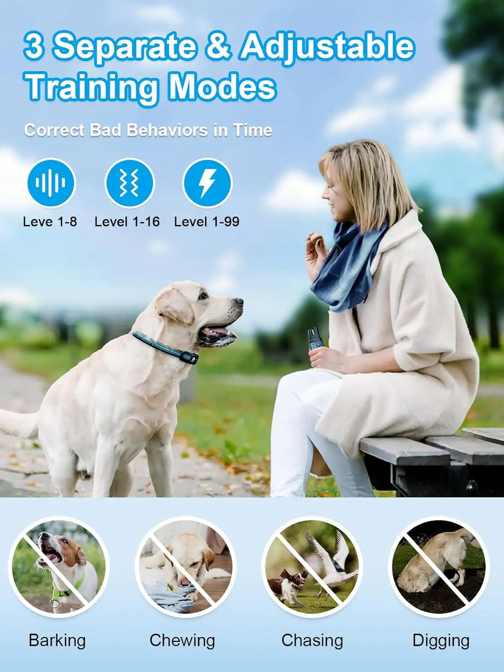 Remote Dog Training Collar for 2 Dogs – 3300FT, IP67 Waterproof, Rechargeable