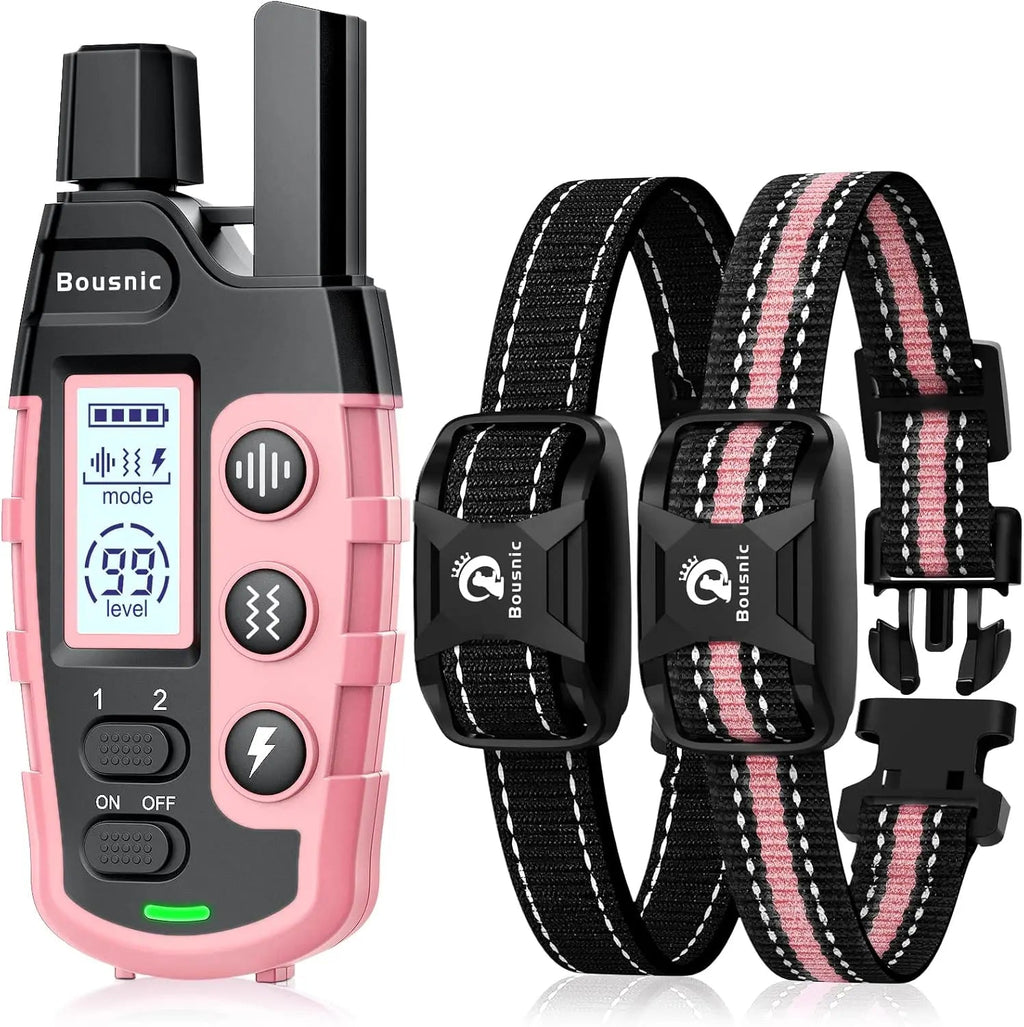 Remote Dog Training Collar for 2 Dogs – 3300FT, IP67 Waterproof, Rechargeable Pink