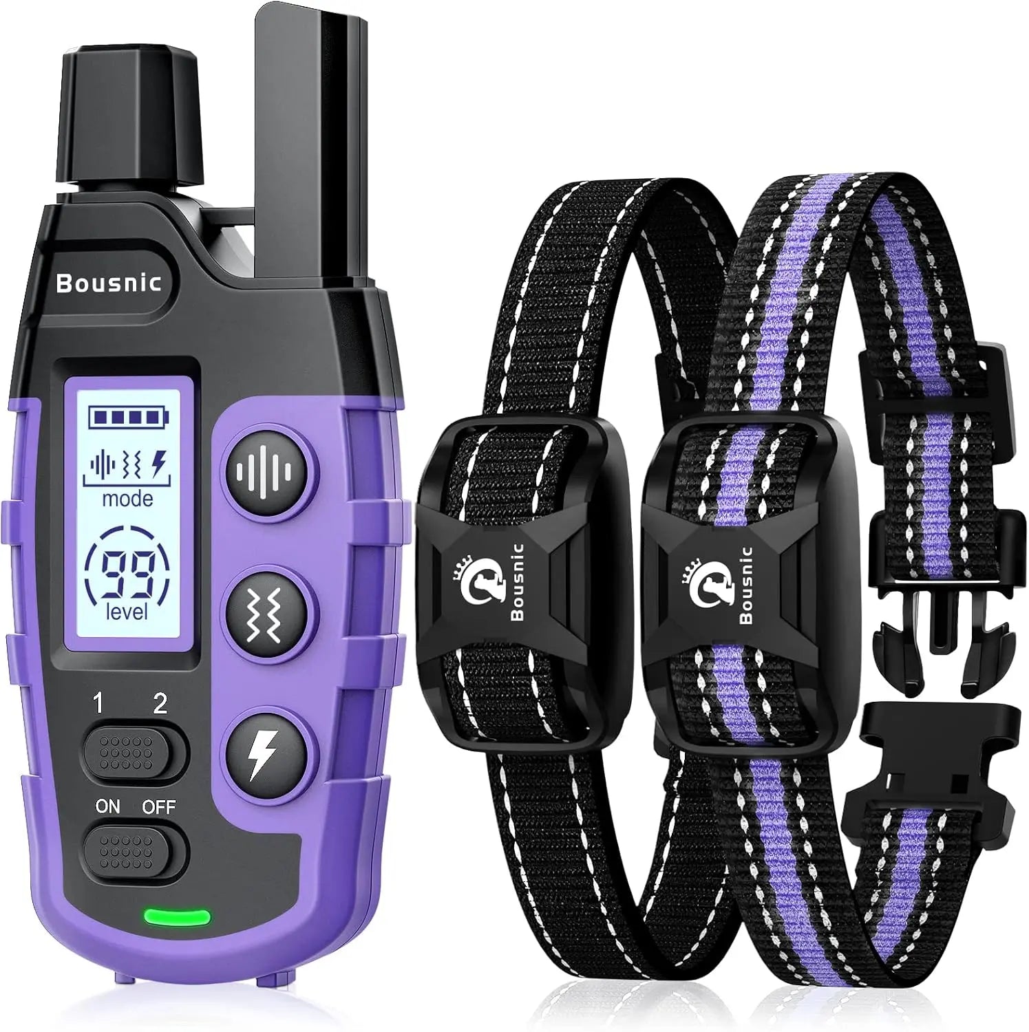 Remote Dog Training Collar for 2 Dogs – 3300FT, IP67 Waterproof, Rechargeable Purple