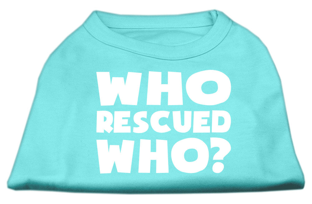 Pet Shirt "Who Rescued Who?" Aqua