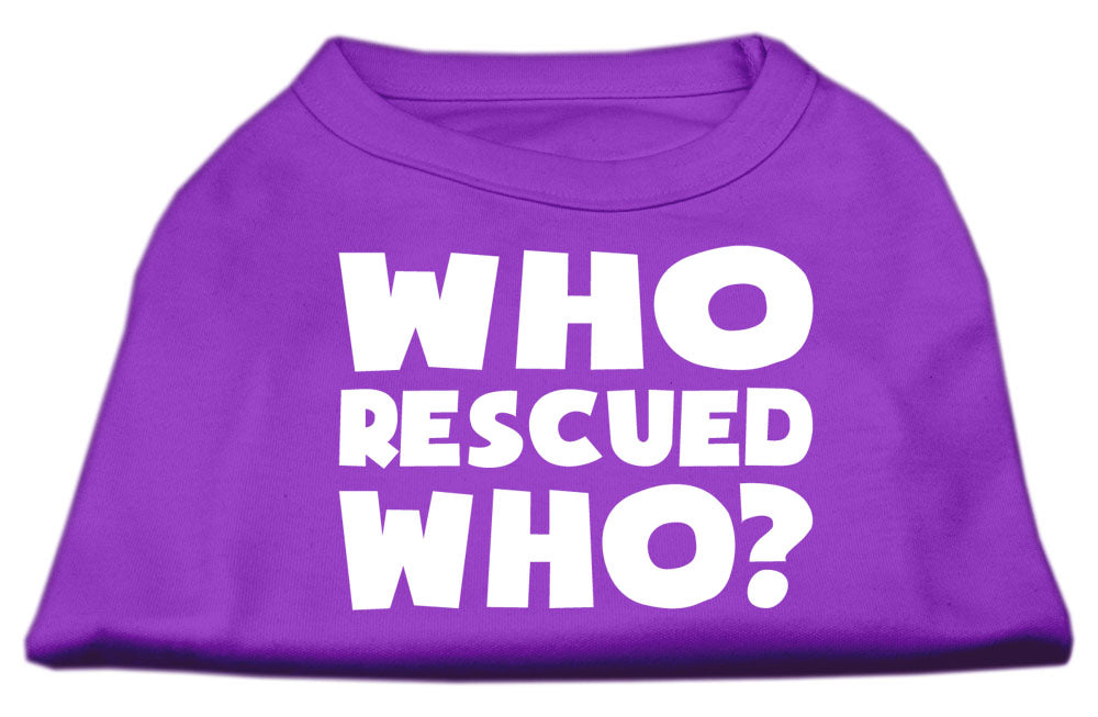 Pet Shirt "Who Rescued Who?" Purple