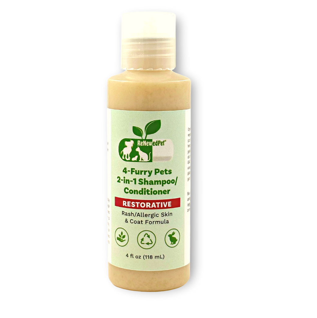 4-FURRY PETS 2-IN-1 * RESTORATIVE SHAMPOO & CONDITIONER HALF SIZE 4 OZ. ($3.23 oz.)