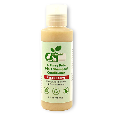 4-FURRY PETS 2-IN-1 * RESTORATIVE SHAMPOO & CONDITIONER HALF SIZE 4 OZ. ($3.23 oz.)