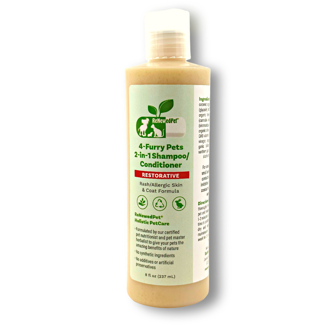 4-FURRY PETS 2-IN-1 * RESTORATIVE SHAMPOO & CONDITIONER FULL SIZE 8 OZ. ($2.99 oz.)