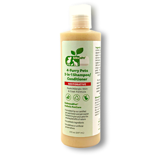 4-FURRY PETS 2-IN-1 * RESTORATIVE SHAMPOO & CONDITIONER FULL SIZE 8 OZ. ($2.99 oz.)