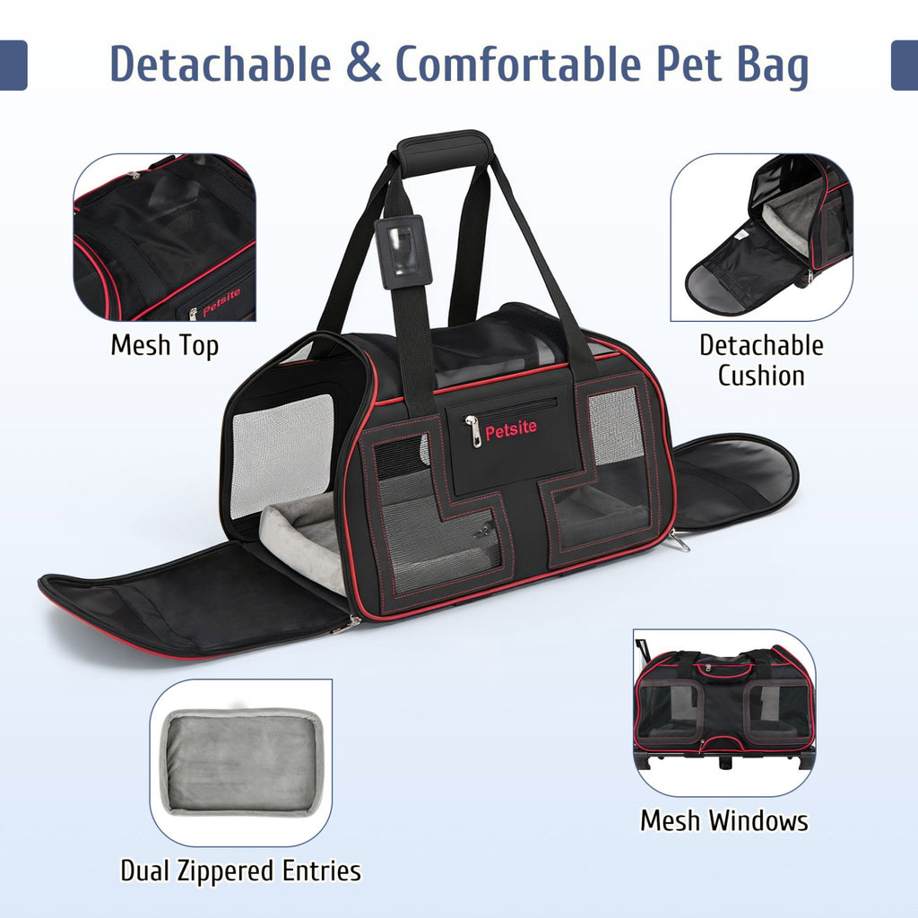 Rolling Pet Carrier with Wheels & Telescopic Handle