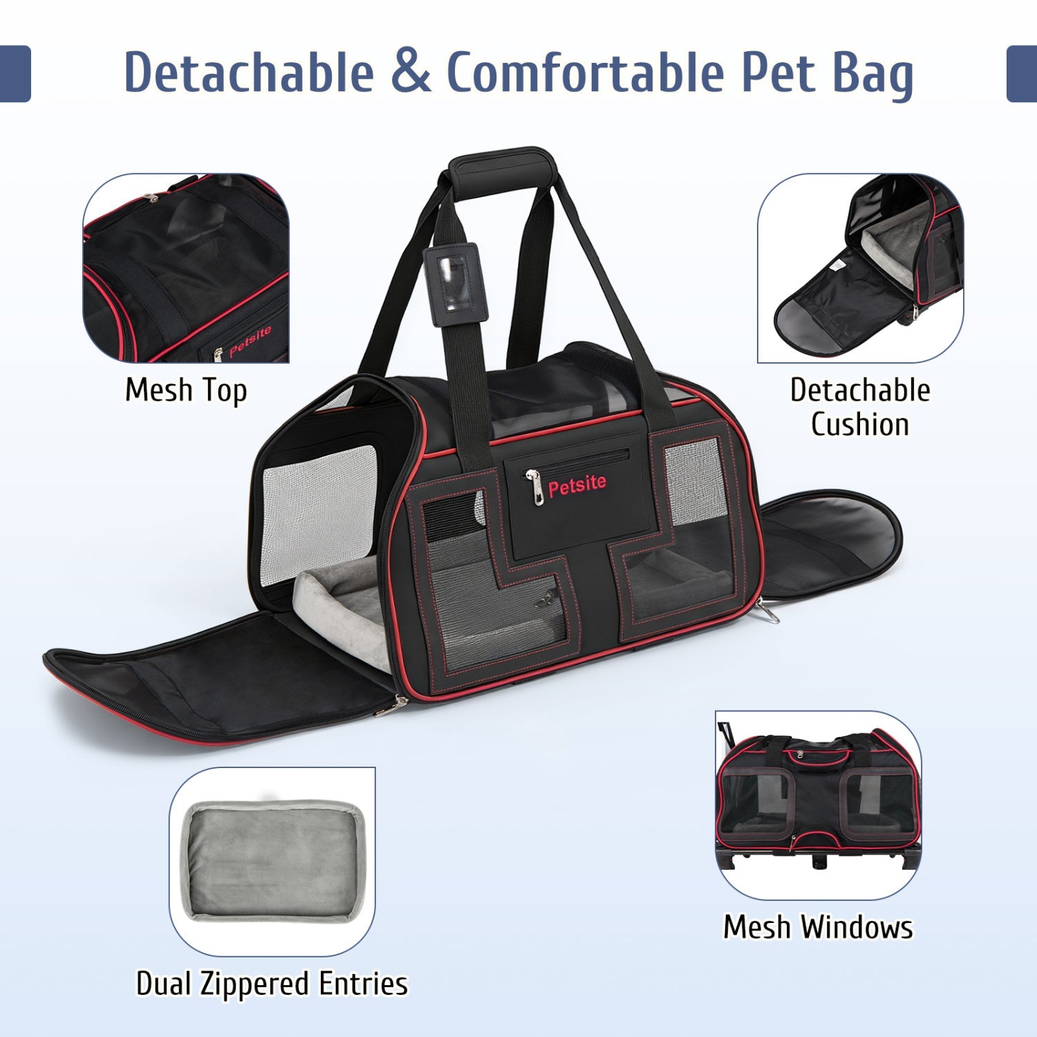 Rolling Pet Carrier with Wheels & Telescopic Handle