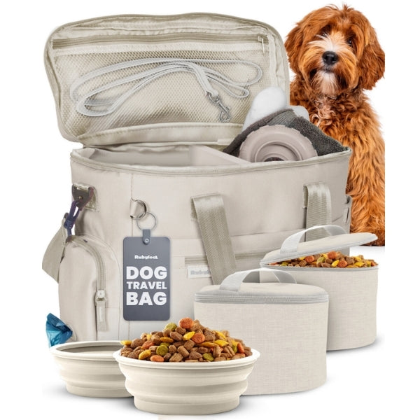 The Original Doggy Bag™ Dog Travel Bag for Supplies Beige