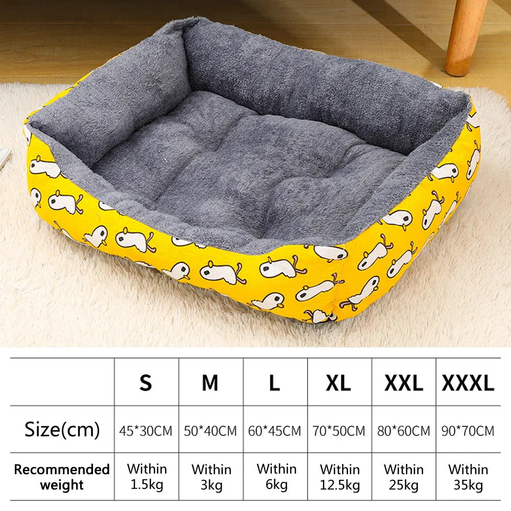 Plush Winter Pet Bed for Dogs & Cats - Thickened Breathable Dog Sofa with Non-Slip Bottom, Multiple Sizes S-XXXL Yellow duck