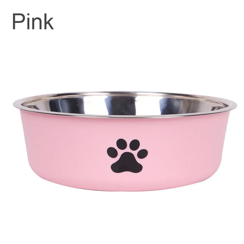Non-Slip Stainless Steel Pet Bowl for Small Dogs & Cats - Food-Grade Water & Feeding Bowl (Multiple Sizes) Pink