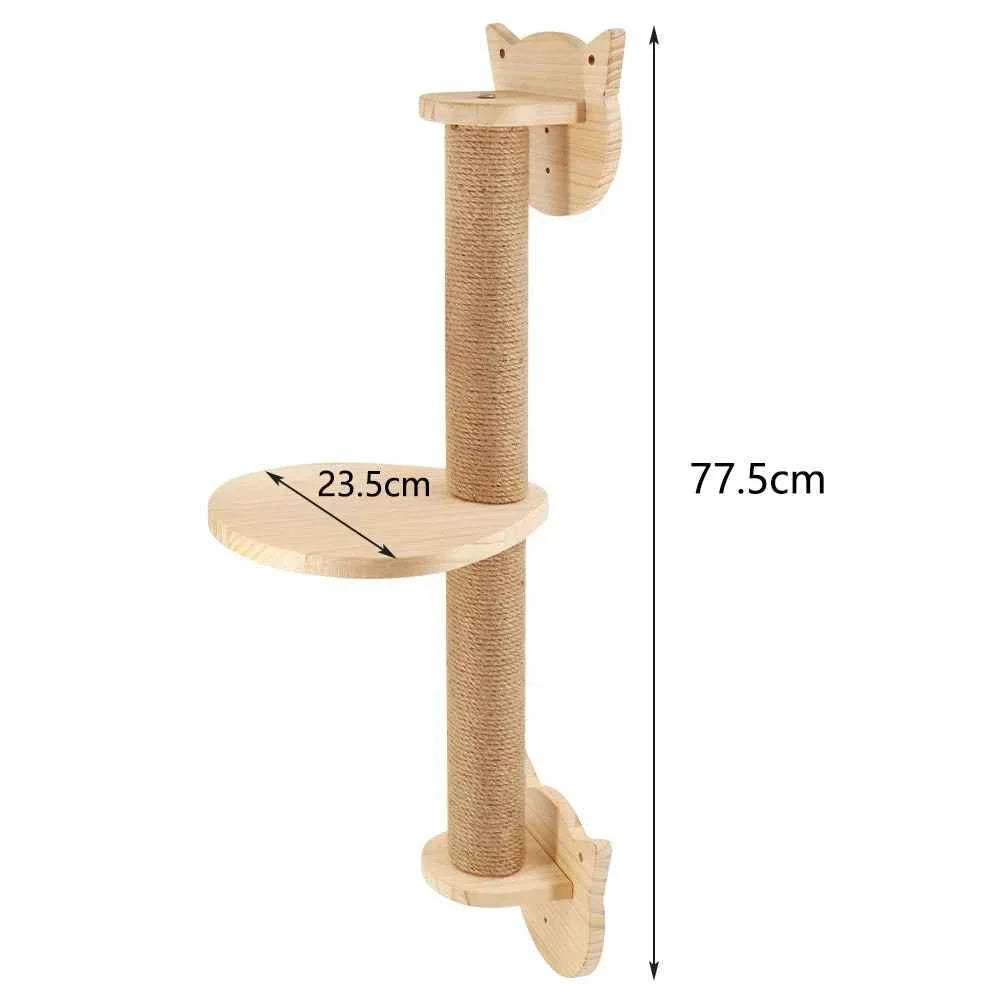 Wall-Mounted Cat Climbing Rope – Solid Wood Pedals & Sisal Scratch Training Toy for Indoor Cats cat face platform