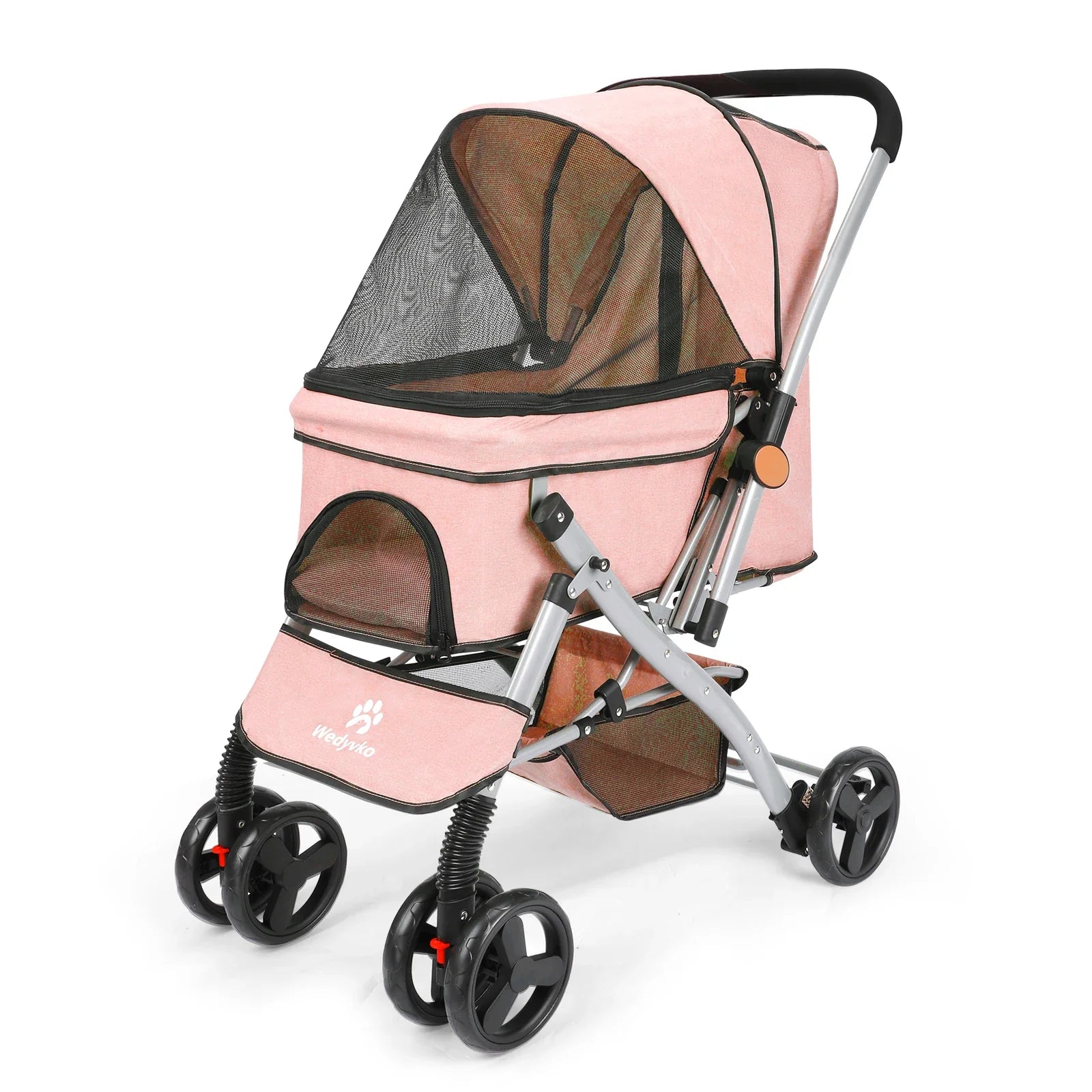 Foldable Pet Stroller for Cats and Dogs, Detachable Shock-Absorbing Travel Carrier, Easy Assembly, Dirt-Resistant Flax powder