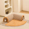2-in-1 Cat Tunnel Bed (23.6 in) - Cute Plush Kitten Basket & Dog House Mat Coffee 23.6 x 23.6 x 8.7 inches