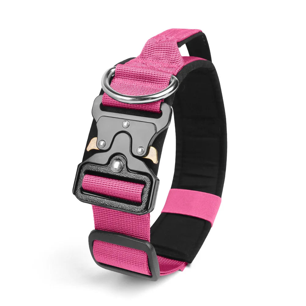 Tactical Dog Collar for Medium to Large Dogs 8 Colors Pet Collar Durable Comfortable Harness for Training And Control Rose China Mainland