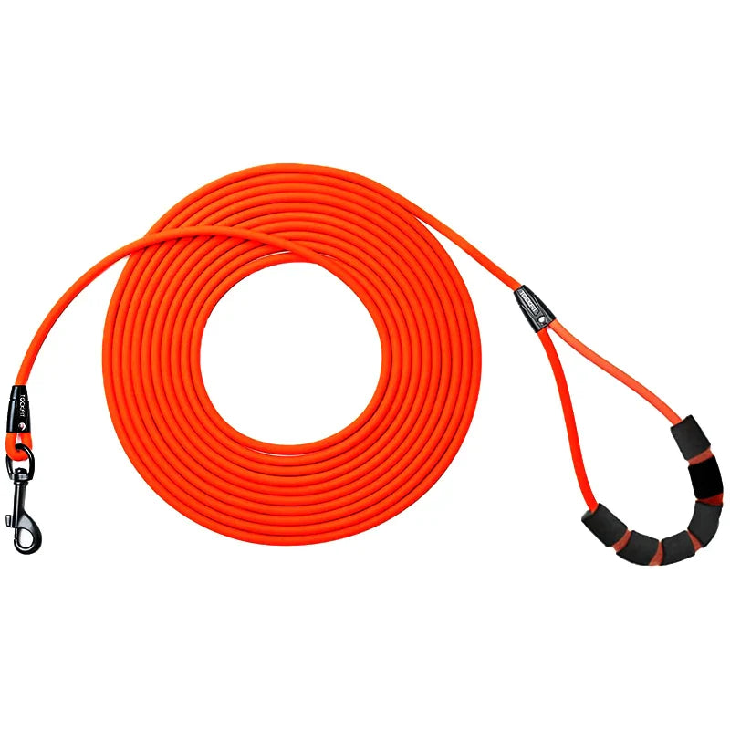 Waterproof PVC Dog Leash — Long Training Recall Lead 5ft/1.5m, 10ft/3m, 20ft/6m, 30ft/9m — Durable Tangle-Free Leash for Beach, Yard & Camping Red