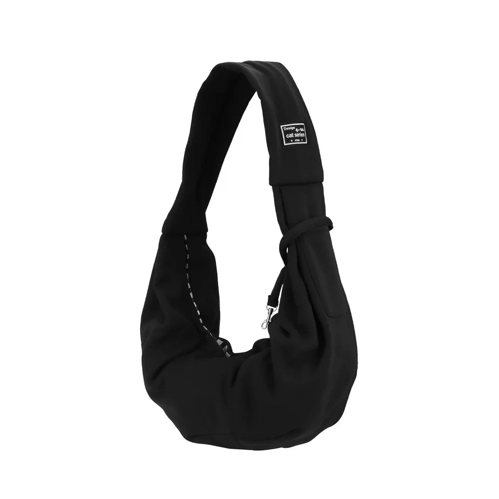 Portable Pet Shoulder Carrier with Phone Pocket – Travel Handbag for Small Dogs & Cats black