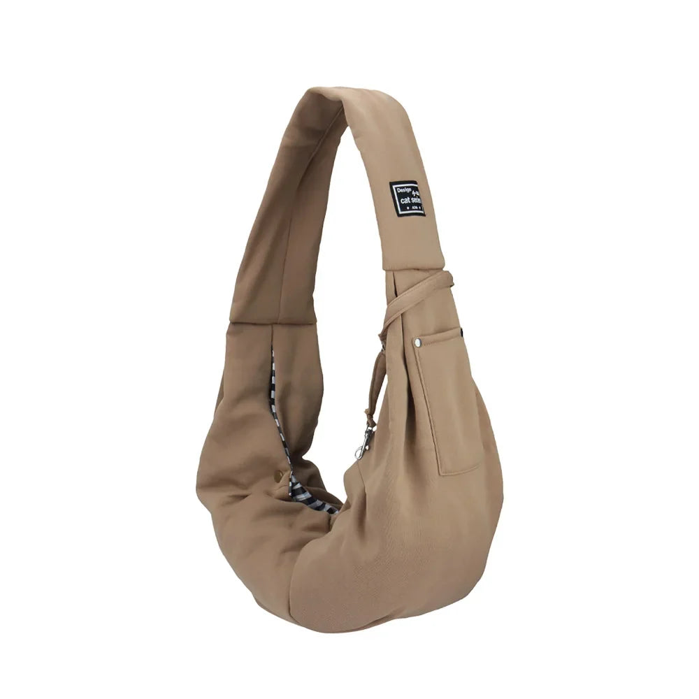 Portable Pet Shoulder Carrier with Phone Pocket – Travel Handbag for Small Dogs & Cats khaki