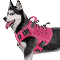 Adjustable No-pull Tactical Dog Harness With Handle For Large Dogs Reflective Vest For Labrador Retriever Siberian Dogs Supplies rose pink